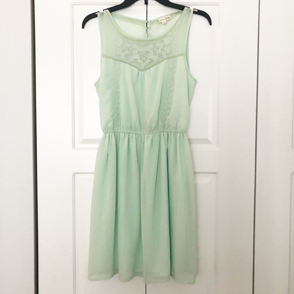 Mint color spring dress